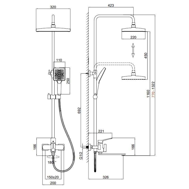 Душевая стойка Frap F2462-9