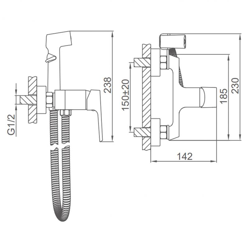 Смеситель с гигиеническим душем Frap F2071